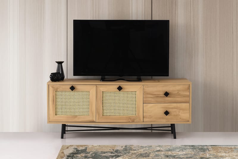 TV Stand 140 cm Eik/Svart - Natur/Svart - Møbler - Mediamøbel & tv møbel - TV-benk & mediabenk