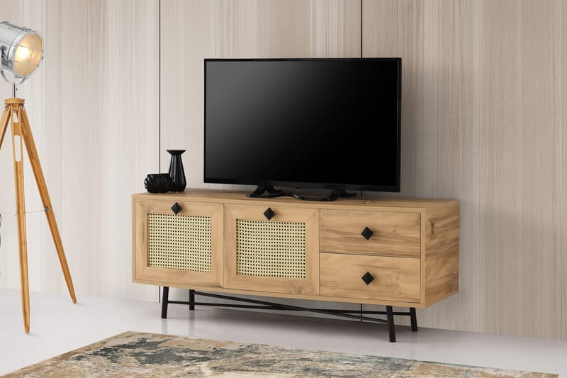 TV Stand 140 cm Eik/Svart - Natur/Svart - Møbler - Mediamøbel & tv møbel - TV-benk & mediabenk
