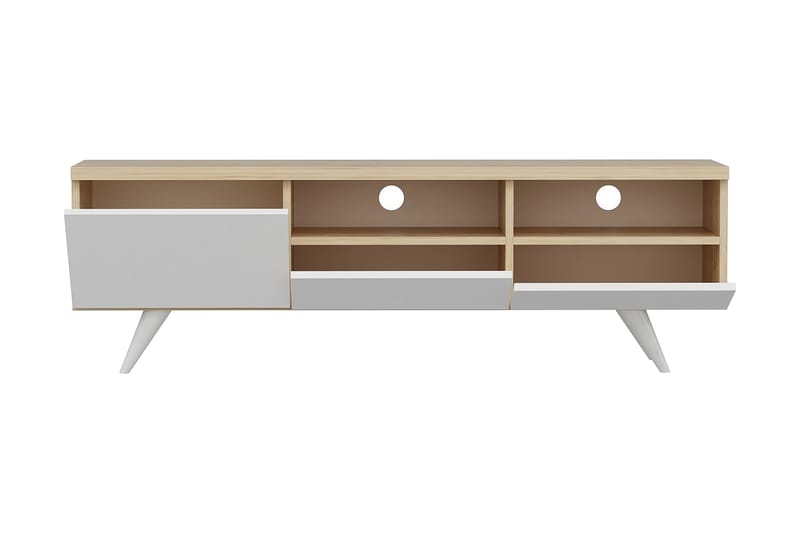 TV Stand 150 cm Eik/Hvit - Natur/Hvit - Møbler - Mediamøbel & tv møbel - TV-benk & mediabenk