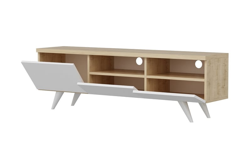 TV Stand 150 cm Eik/Hvit - Natur/Hvit - Møbler - Mediamøbel & tv møbel - TV-benk & mediabenk