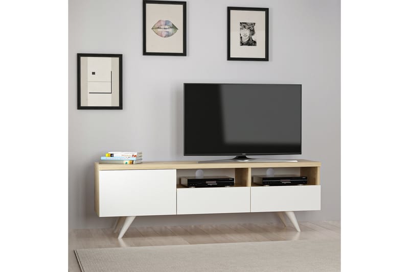 TV Stand 150 cm Eik/Hvit - Natur/Hvit - TV-benk & mediabenk