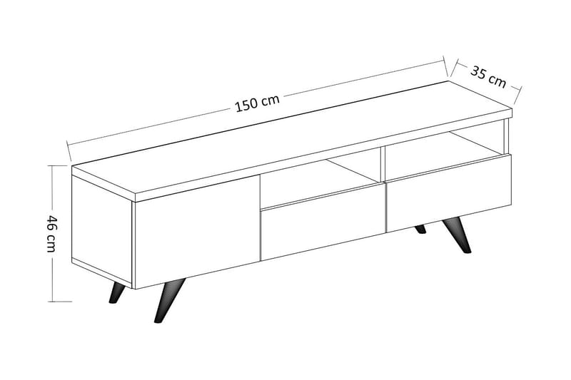 TV Stand 150 cm Eik/Hvit - Natur/Hvit - Møbler - Mediamøbel & tv møbel - TV-benk & mediabenk