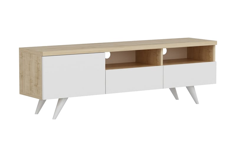 TV Stand 150 cm Eik/Hvit - Natur/Hvit - Møbler - Mediamøbel & tv møbel - TV-benk & mediabenk
