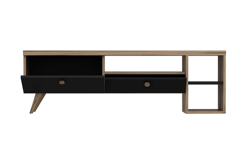 TV Stand 150 cm Svart/Eik - Svart/Natur - Møbler - Mediamøbel & tv møbel - TV-benk & mediabenk