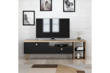 TV Stand 150 cm Svart/Eik - Svart/Natur - Møbler - Mediamøbel & tv møbel - TV-benk & mediabenk