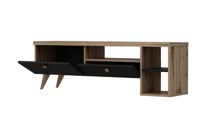 TV Stand 150 cm Svart/Eik - Svart/Natur - Møbler - Mediamøbel & tv møbel - TV-benk & mediabenk