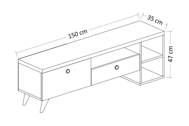 TV Stand 150 cm Svart/Eik - Svart/Natur - Møbler - Mediamøbel & tv møbel - TV-benk & mediabenk