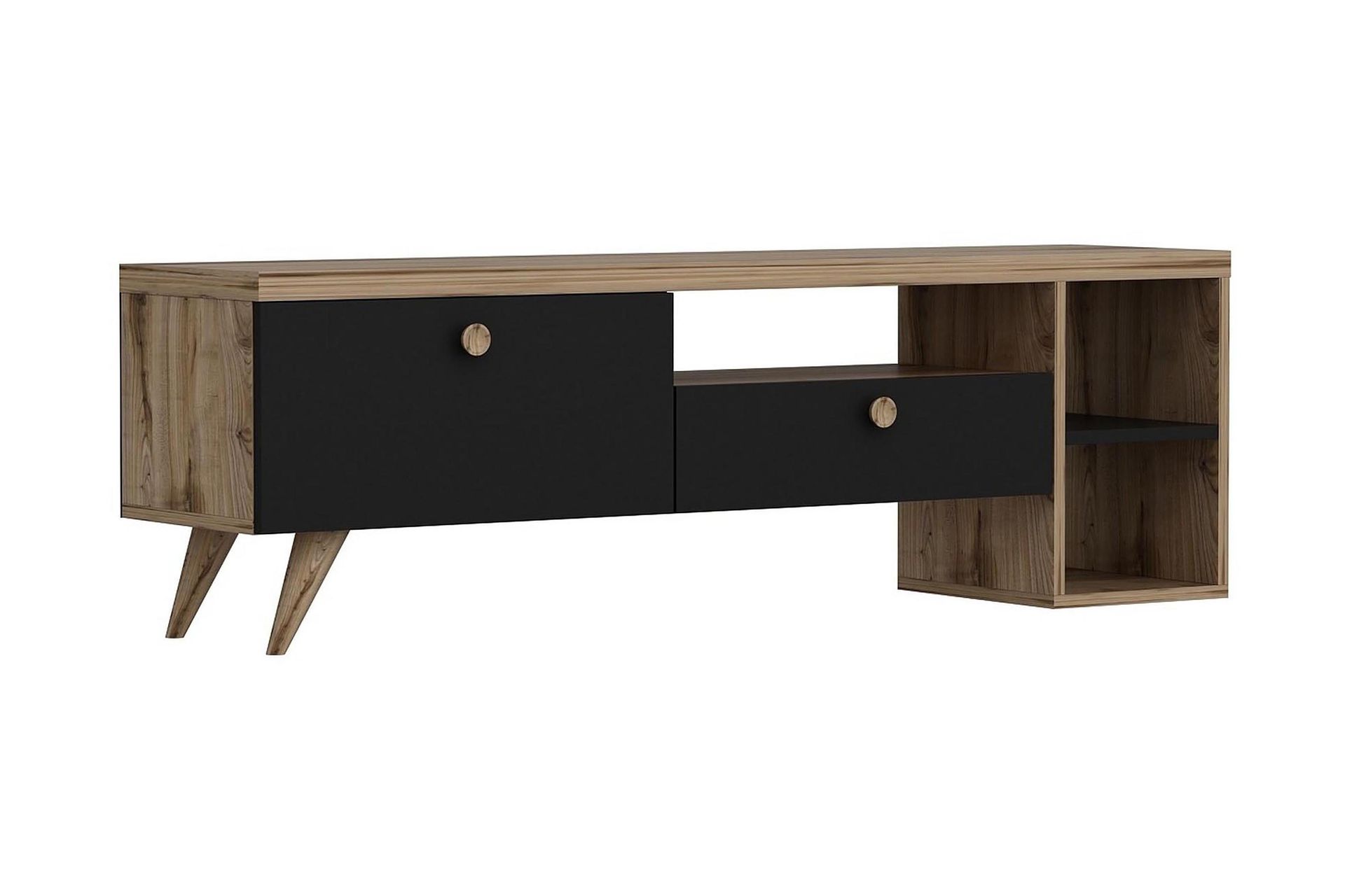 TV Stand 150 cm Svart/Eik - Svart/Natur