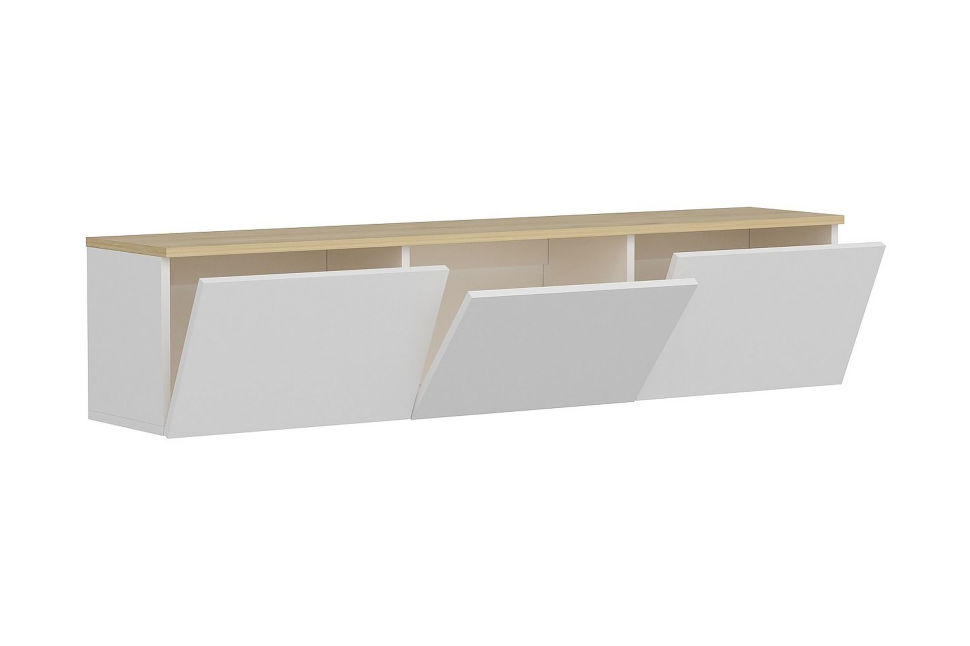 TV Stand 160 cm Hvit/Eik - Hvit/Natur - Møbler - Mediamøbel & tv møbel - TV-benk & mediabenk