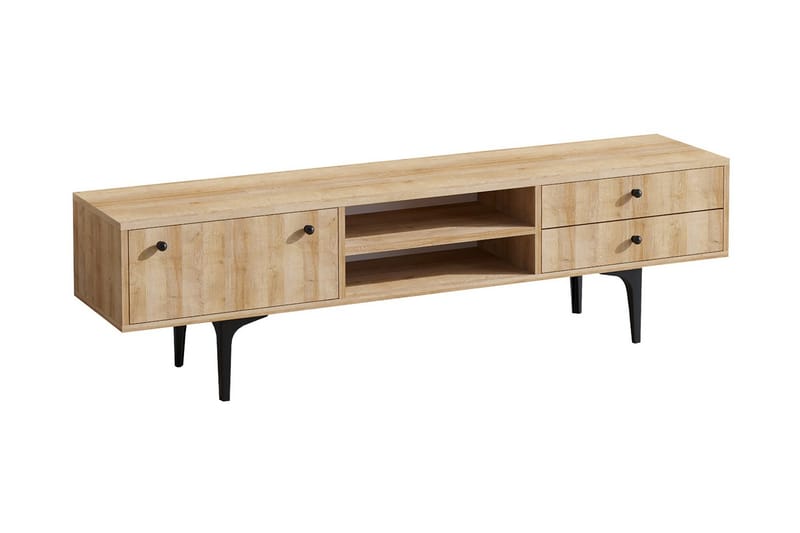 TV Stand 180 cm Eik - Natur/Svart - Møbler - Mediamøbel & tv møbel - TV-benk & mediabenk
