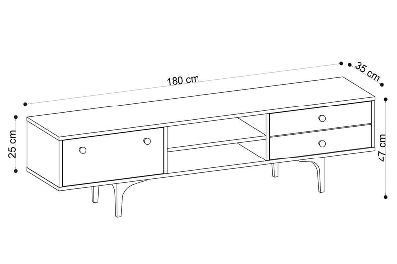 TV Stand 180 cm Eik - Natur/Svart - Møbler - Mediamøbel & tv møbel - TV-benk & mediabenk