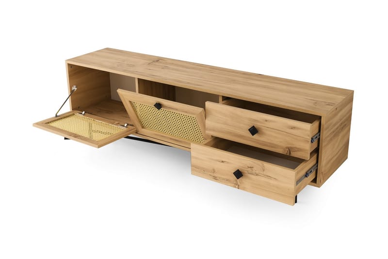 TV Stand 180 cm Eik/Svart - Natur/Svart - TV-benk & mediabenk