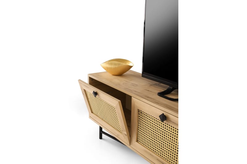 TV Stand 180 cm Eik/Svart - Natur/Svart - Møbler - Mediamøbel & tv møbel - TV-benk & mediabenk
