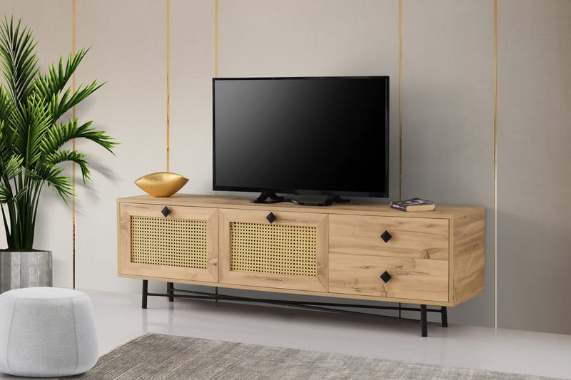 TV Stand 180 cm Eik/Svart - Natur/Svart - Møbler - Mediamøbel & tv møbel - TV-benk & mediabenk