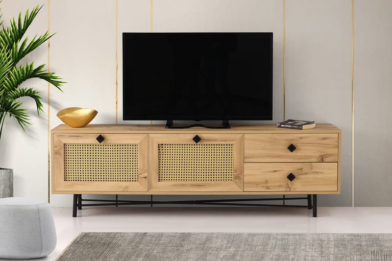 TV Stand 180 cm Eik/Svart - Natur/Svart - Møbler - Mediamøbel & tv møbel - TV-benk & mediabenk