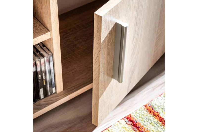 TV-veggenhet med LED-lys sonoma eik - Beige - Møbler - Mediamøbel & tv møbel - TV-benk & mediabenk