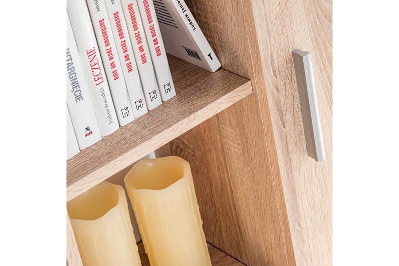 TV-veggenhet med LED-lys sonoma eik - Beige - Møbler - Mediamøbel & tv møbel - TV-benk & mediabenk