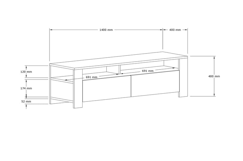 Tylar Tv-benk 140 cm - Hvit - Møbler - Mediamøbel & tv møbel - TV-benk & mediabenk