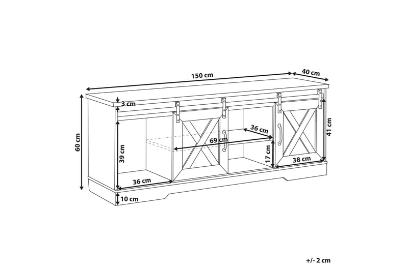 Ulan TV-benk 150x40 cm - Lysebrun - Møbler - Mediamøbel & tv møbel - TV-benk & mediabenk