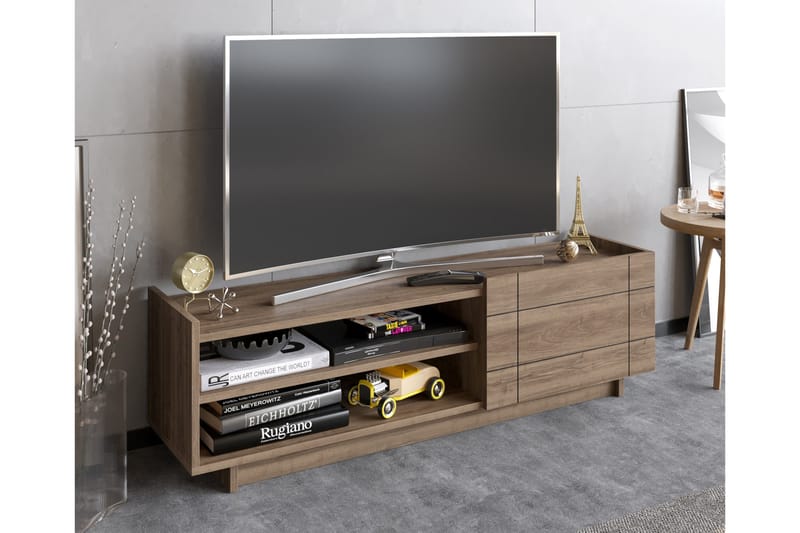 Ulica Tv-benk 140 cm Dør + 3 Hyller - Mørkebrun - Møbler - Mediamøbel & tv møbel - TV-benk & mediabenk