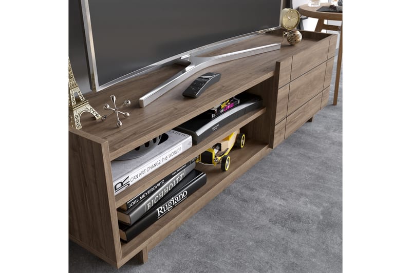 Ulica Tv-benk 140 cm Dør + 3 Hyller - Mørkebrun - Møbler - Mediamøbel & tv møbel - TV-benk & mediabenk