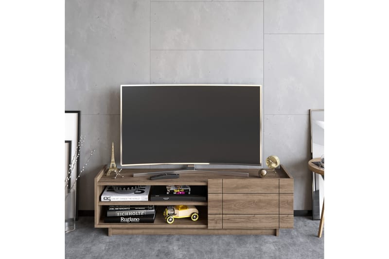 Ulica Tv-benk 140 cm Dør + 3 Hyller - Mørkebrun - Møbler - Mediamøbel & tv møbel - TV-benk & mediabenk