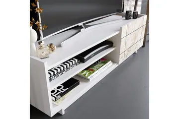 Ulica Tv-benk 140 cm Dør + 3 Hyller - Hvit - Møbler - Mediamøbel & tv møbel - TV-benk & mediabenk