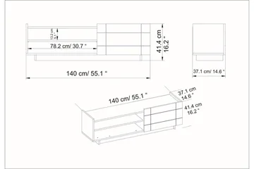 Ulica Tv-benk 140 cm Dør + 3 Hyller - Mørkebrun - Møbler - Mediamøbel & tv møbel - TV-benk & mediabenk
