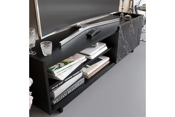 Ulica TV-benk 140 cm Dør + 3 hyller - Svart - Møbler - Mediamøbel & tv møbel - TV-benk & mediabenk