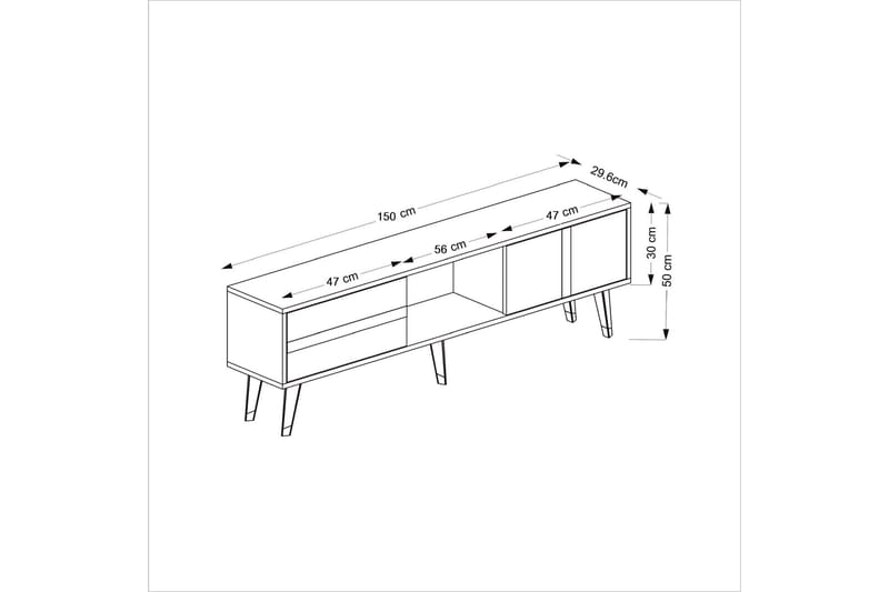 Vania TV-benk 150 cm - Sølv - TV-benk & mediabenk