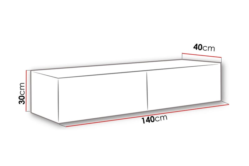 Vasil TV-benk 140 cm - Hvit/Hvit Høyglans - TV-benk & mediabenk