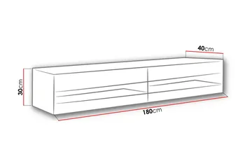 Vasil TV-benk 180 cm Åpen Hylle - Hvit/Hvit Høyglans - Møbler - Mediamøbel & tv møbel - TV-benk & mediabenk