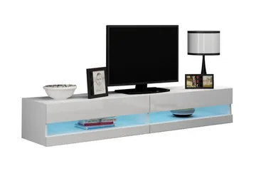 Vasil TV-benk 180 cm Åpen Hylle - Hvit/Hvit Høyglans - Møbler - Mediamøbel & tv møbel - TV-benk & mediabenk