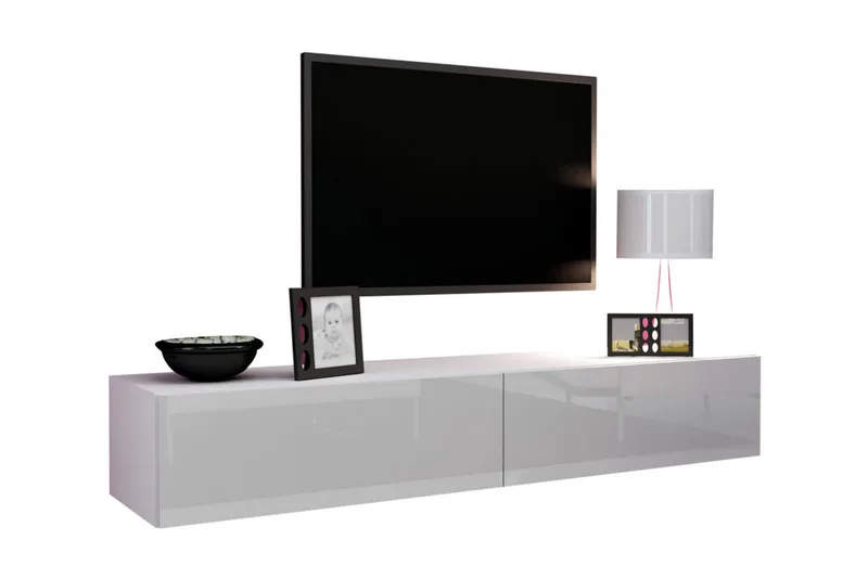 Vasil TV-benk 180 cm - Hvit/Hvit Høyglans - Møbler - Mediamøbel & tv møbel - TV-benk & mediabenk
