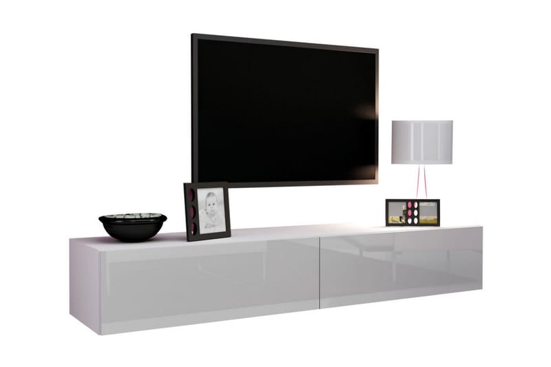 Vasil TV-benk 180 cm - Hvit/Hvit Høyglans - Møbler - Mediamøbel & tv møbel - TV-benk & mediabenk