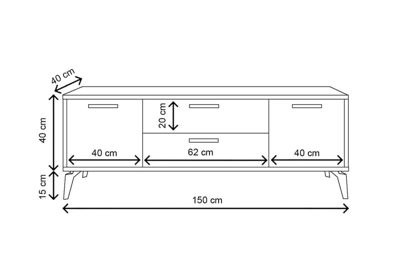 Vegal Tv-benk 150 cm - Hvit - Møbler - Mediamøbel & tv møbel - TV-benk & mediabenk