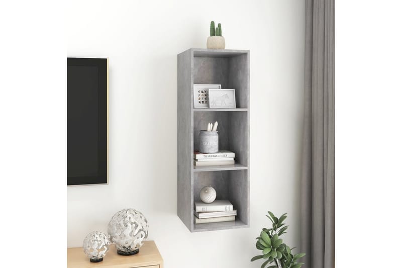 Vegghengt TV-benk betonggrå 37x37x107 cm sponplate - Grå - Møbler - Mediamøbel & tv møbel - TV-benk & mediabenk