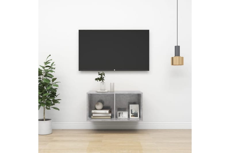 Vegghengt TV-benk betonggrå 37x37x72 cm sponplate - Grå - Møbler - Mediamøbel & tv møbel - TV-benk & mediabenk