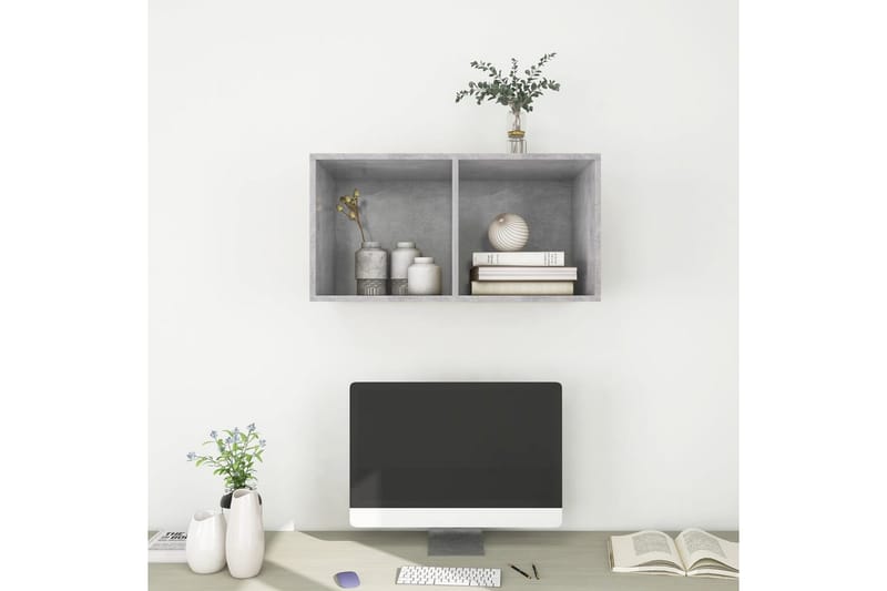 Vegghengt TV-benk betonggrå 37x37x72 cm sponplate - Grå - Møbler - Mediamøbel & tv møbel - TV-benk & mediabenk