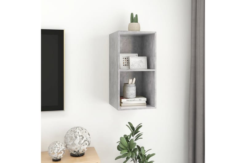Vegghengt TV-benk betonggrå 37x37x72 cm sponplate - Grå - Møbler - Mediamøbel & tv møbel - TV-benk & mediabenk