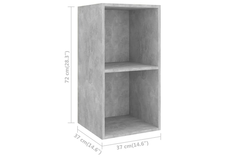 Vegghengt TV-benk betonggrå 37x37x72 cm sponplate - Grå - Møbler - Mediamøbel & tv møbel - TV-benk & mediabenk