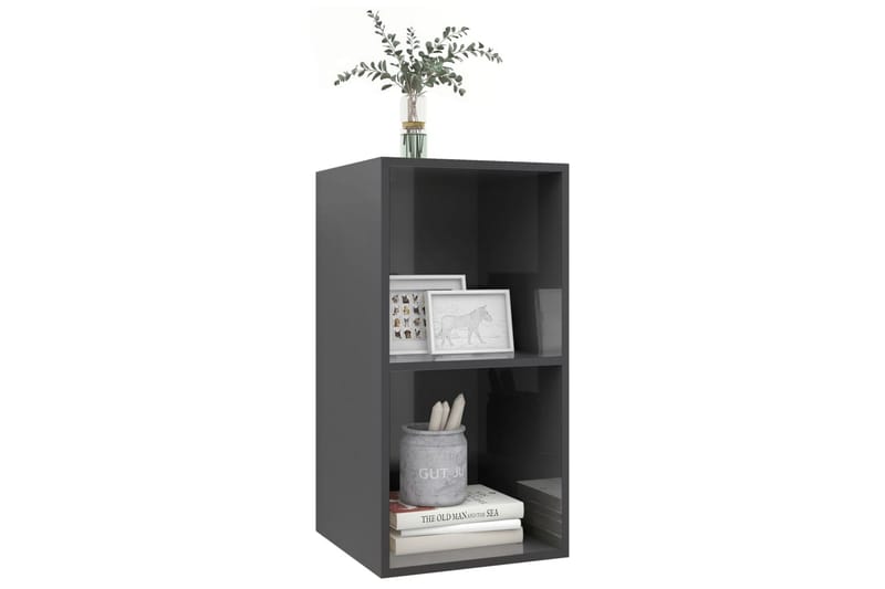 Vegghengt TV-benk høyglans grå 37x37x72 cm sponplate - Grå - Møbler - Mediamøbel & tv møbel - TV-benk & mediabenk