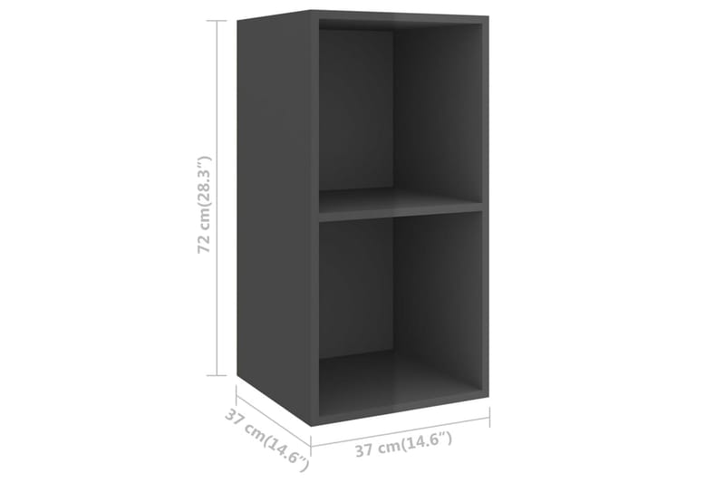 Vegghengt TV-benk høyglans grå 37x37x72 cm sponplate - Grå - Møbler - Mediamøbel & tv møbel - TV-benk & mediabenk