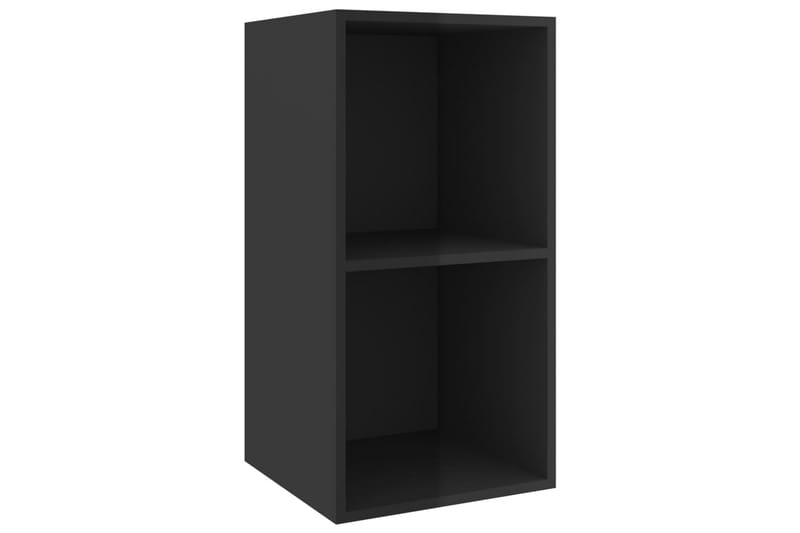 Vegghengt TV-benk høyglans svart 37x37x72 cm sponplate - Svart - Møbler - Mediamøbel & tv møbel - TV-benk & mediabenk