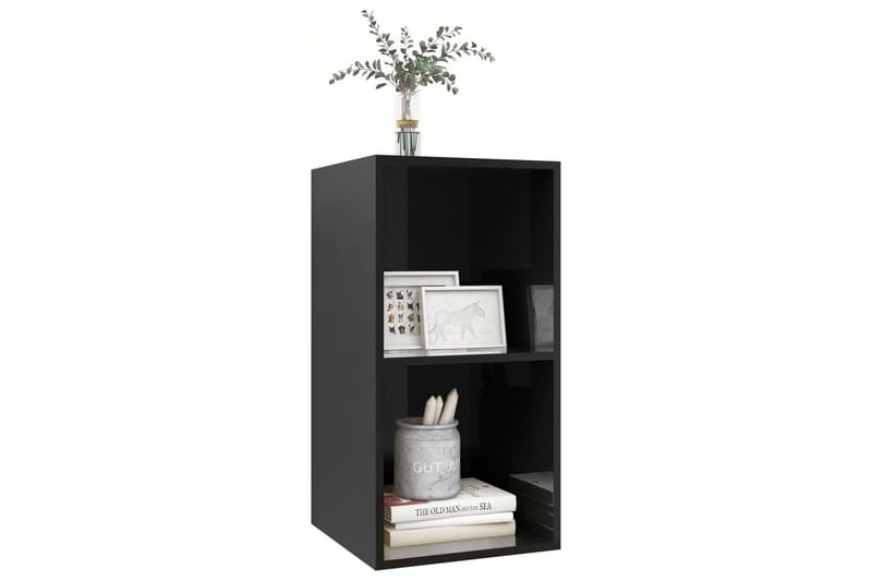 Vegghengt TV-benk høyglans svart 37x37x72 cm sponplate - Svart - Møbler - Mediamøbel & tv møbel - TV-benk & mediabenk