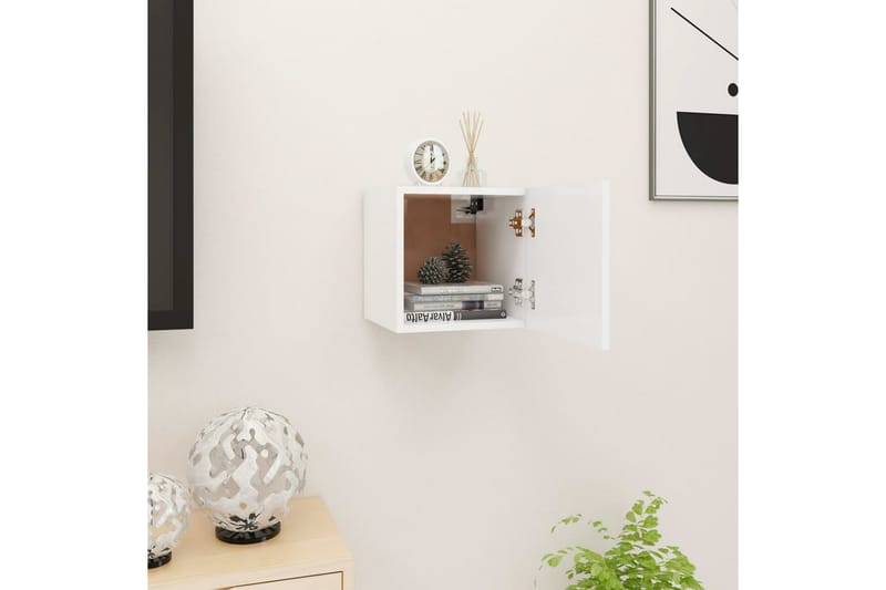 Vegghengt TV-benk hvit 30,5x30x30 cm - Hvit - Møbler - Mediamøbel & tv møbel - TV-benk & mediabenk