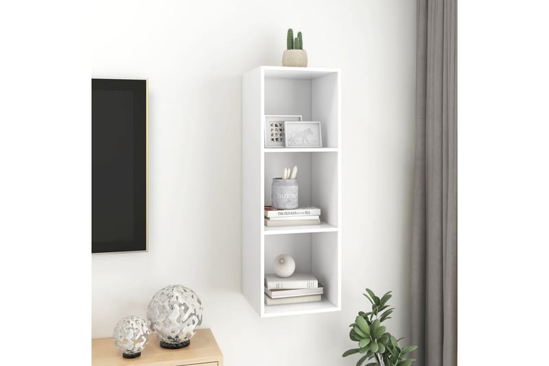 Vegghengt TV-benk hvit 37x37x107 cm sponplate - Hvit - Møbler - Mediamøbel & tv møbel - TV-benk & mediabenk
