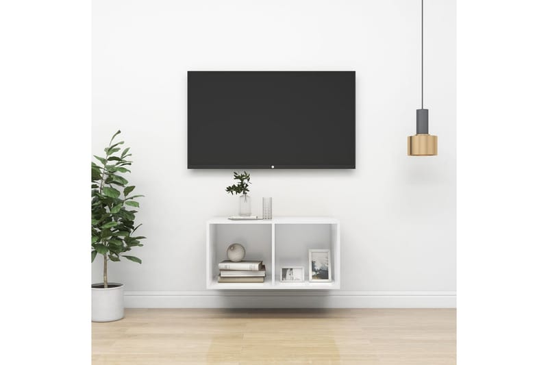 Vegghengt TV-benk hvit 37x37x72 cm sponplate - Hvit - Møbler - Mediamøbel & tv møbel - TV-benk & mediabenk