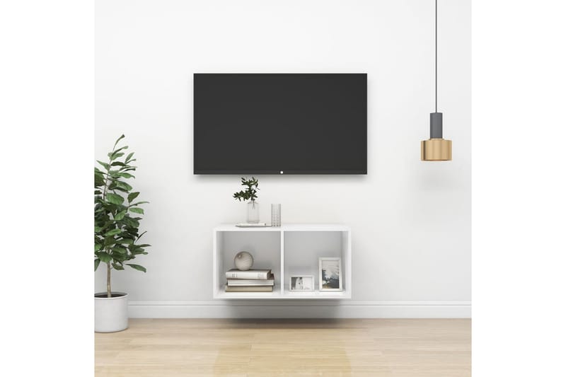 Vegghengt TV-benk hvit 37x37x72 cm sponplate - Hvit - TV-benk & mediabenk