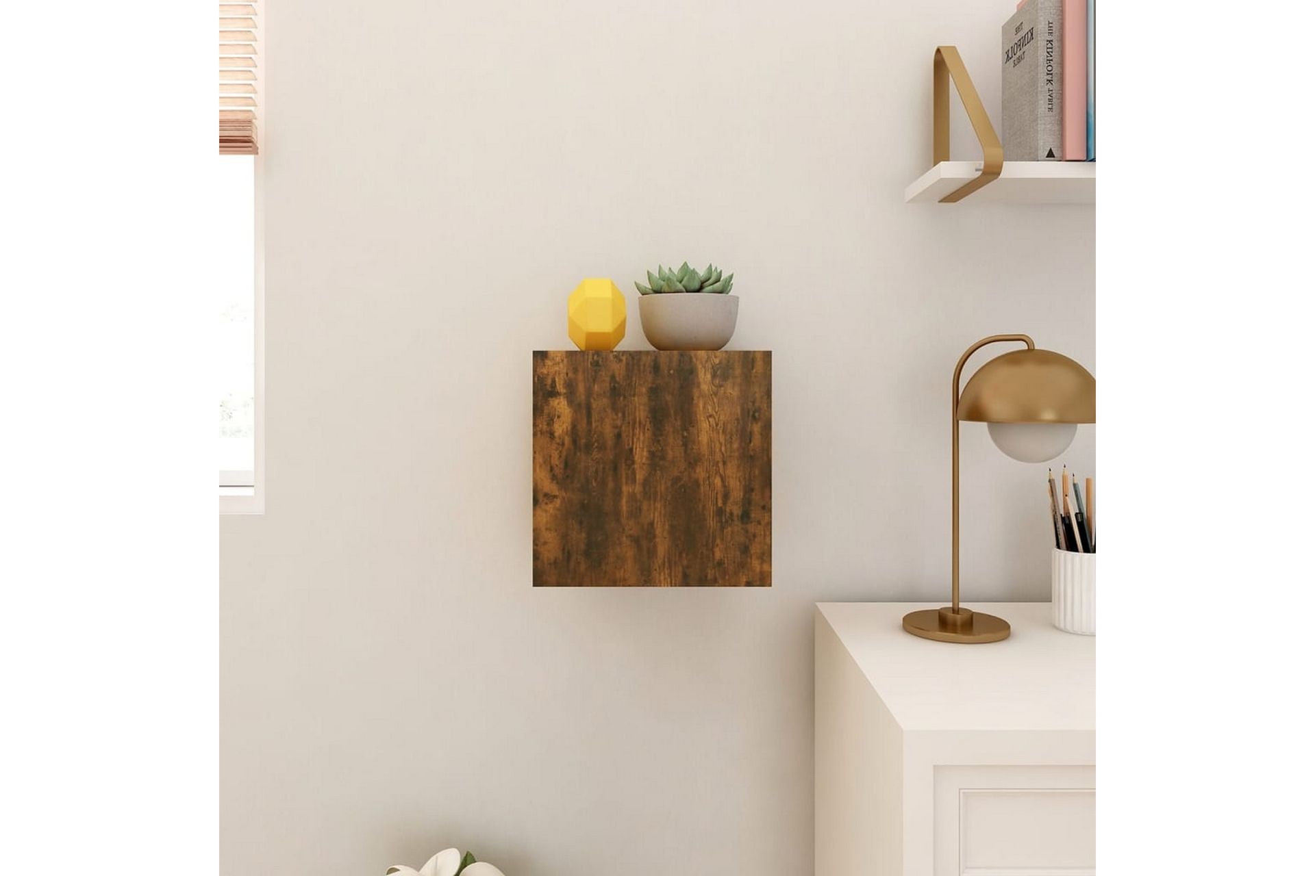 Vegghengt TV-benk røkt eik 30,5x30x30 cm - Brun - Møbler - Mediamøbel & tv møbel - TV-benk & mediabenk